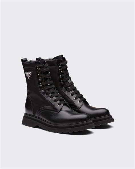 prada brushed rois leather and nylon boots price